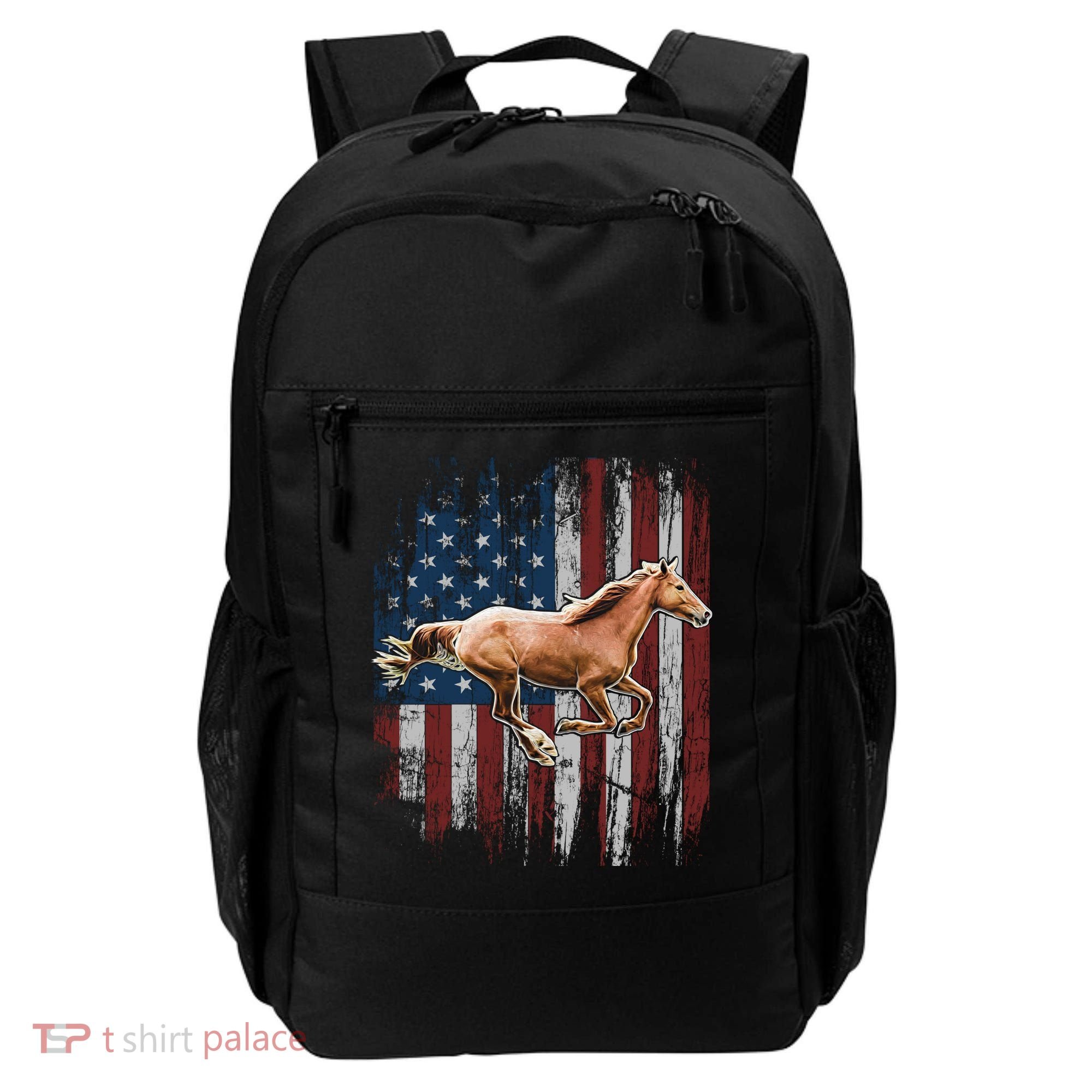 Patriotic Horse American Flag Horseback Riding Farm Gift Backpack