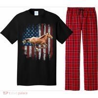 Patriotic Horse American Flag Horseback Riding Farm Gift Pajama Set thumb 0