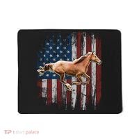 Patriotic Horse American Flag Horseback Riding Farm Gift Mousepad thumb 0