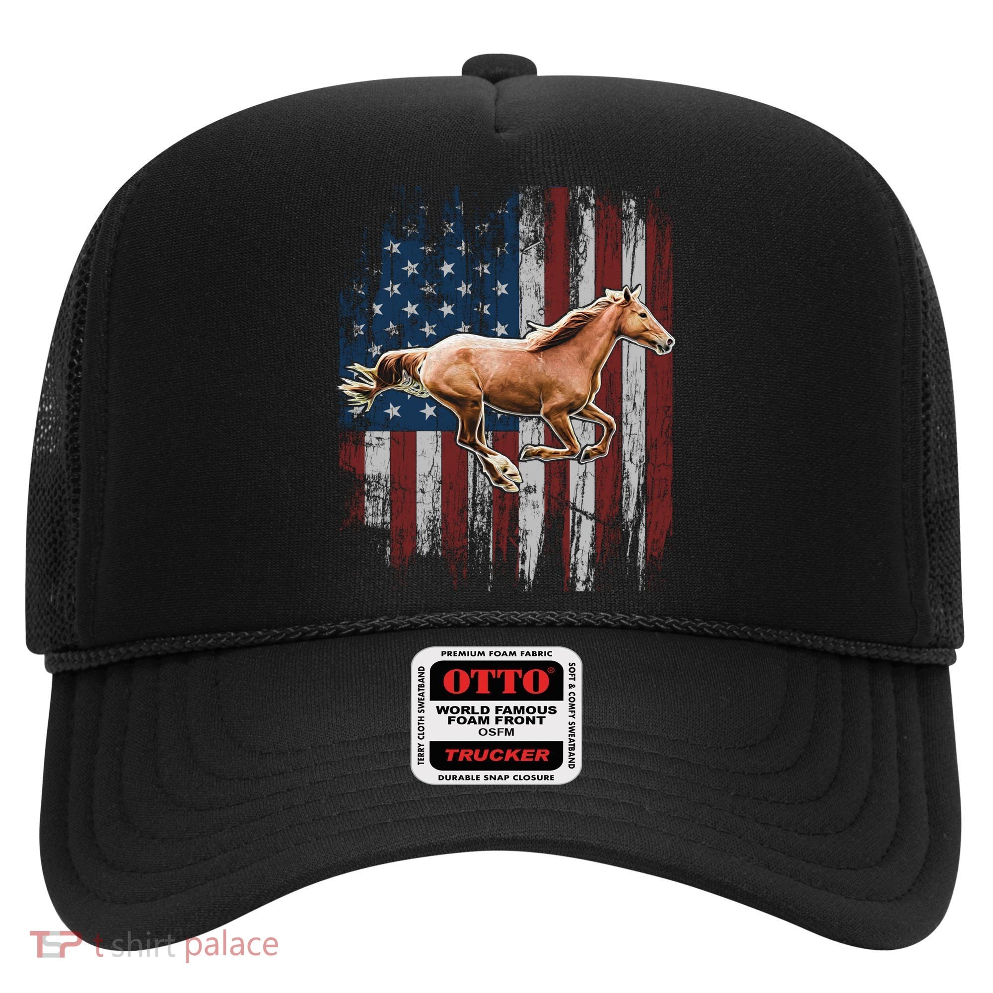 Patriotic Horse American Flag Horseback Riding Farm Gift Hat