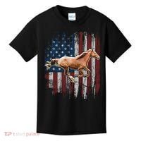 Patriotic Horse American Flag Horseback Riding Farm Gift Kids T-Shirt thumb 0