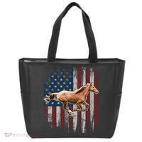 Patriotic Horse American Flag Horseback Riding Farm Gift Tote Bag thumb 0