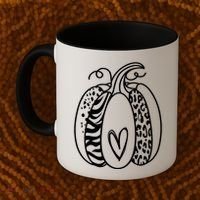 Pumpkin Heart Animal Print Cute Coffee Mug thumb 2