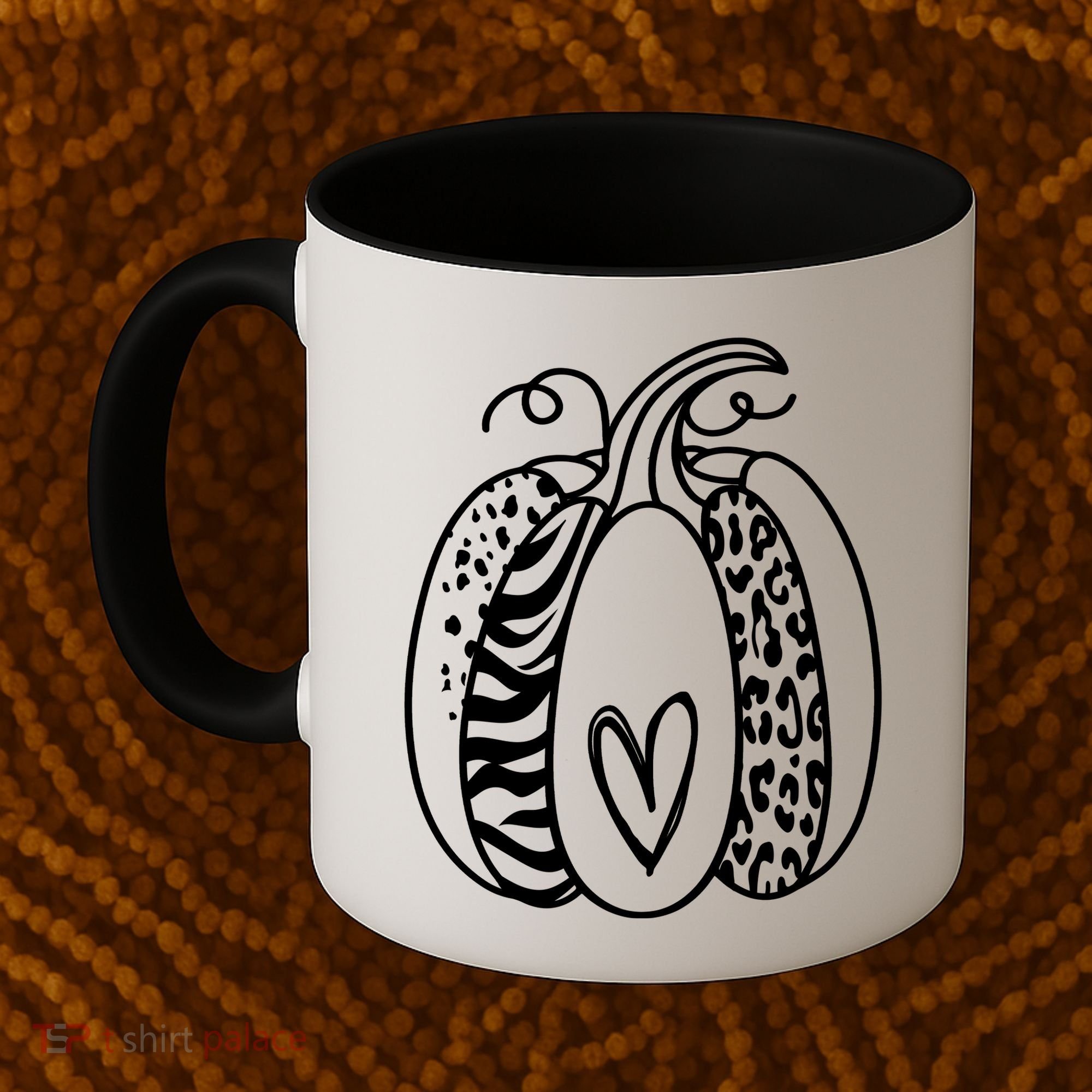 Pumpkin Heart Animal Print Cute Coffee Mug