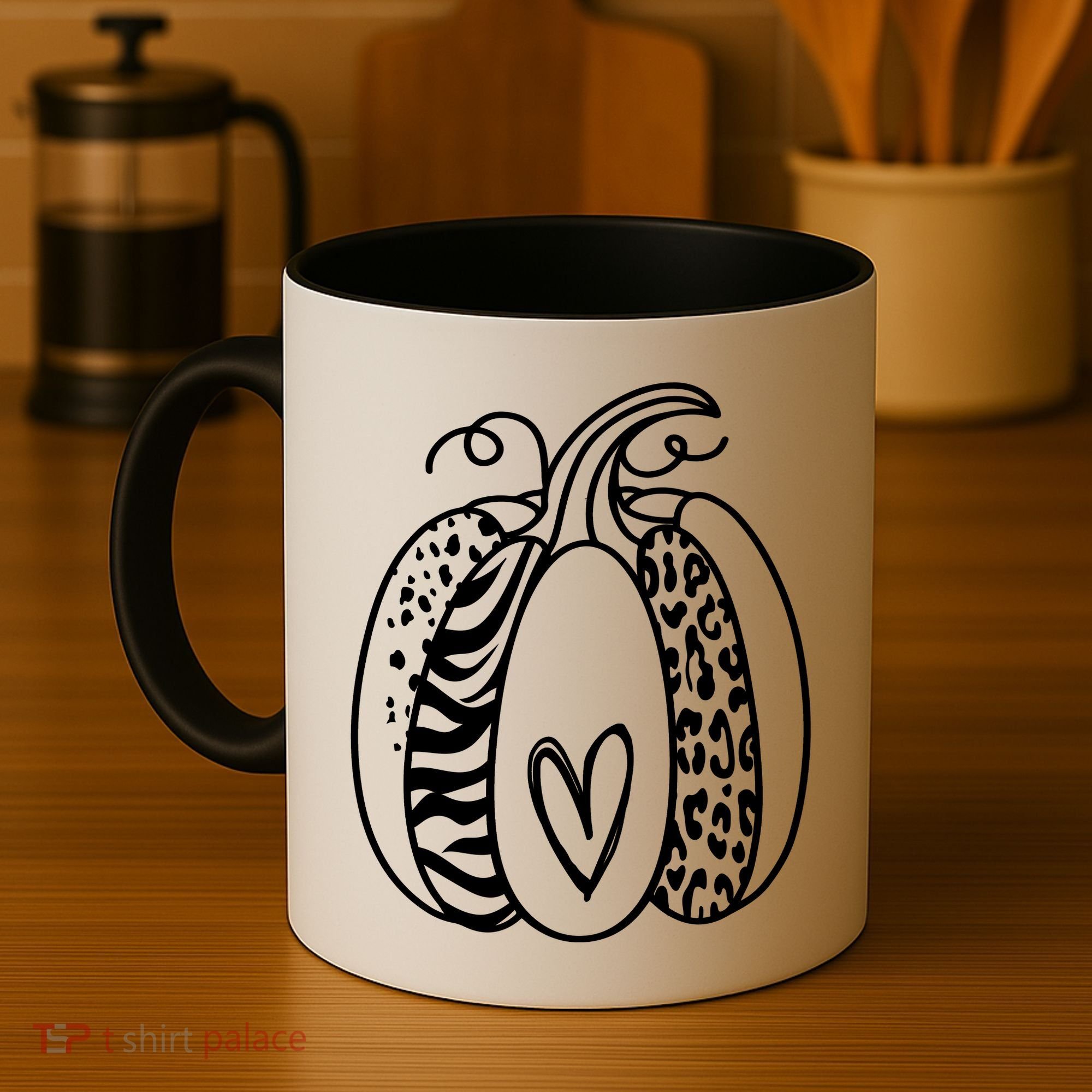 Pumpkin Heart Animal Print Cute Coffee Mug