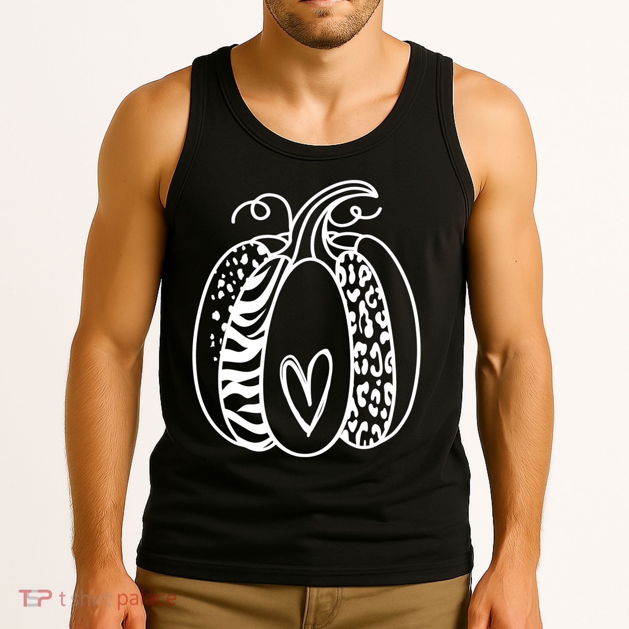 Pumpkin Heart Animal Print Cute Tank Top