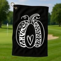 Pumpkin Heart Animal Print Cute Golf Towel thumb 1