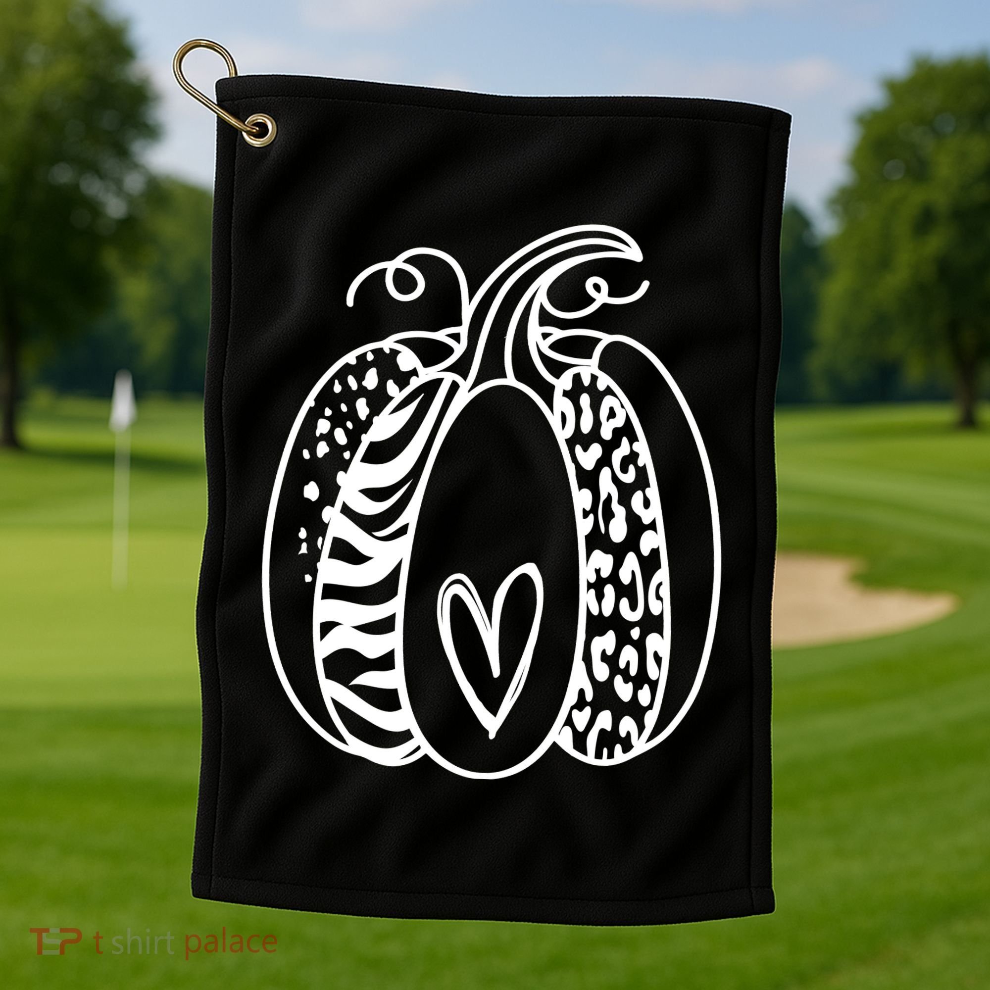 Pumpkin Heart Animal Print Cute Golf Towel