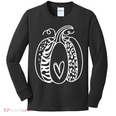 Pumpkin Heart Animal Print Cute Kids Long Sleeve Shirt