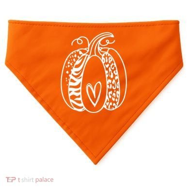 Pumpkin Heart Animal Print Cute USA-Made Doggie Bandana