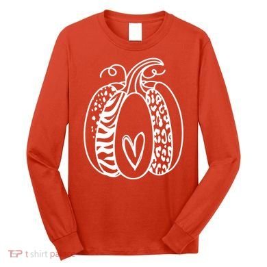Pumpkin Heart Animal Print Cute Long Sleeve Shirt