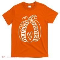 Pumpkin Heart Animal Print Cute T-Shirt thumb 0