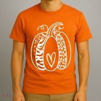 Pumpkin Heart Animal Print Cute T-Shirt thumb 3