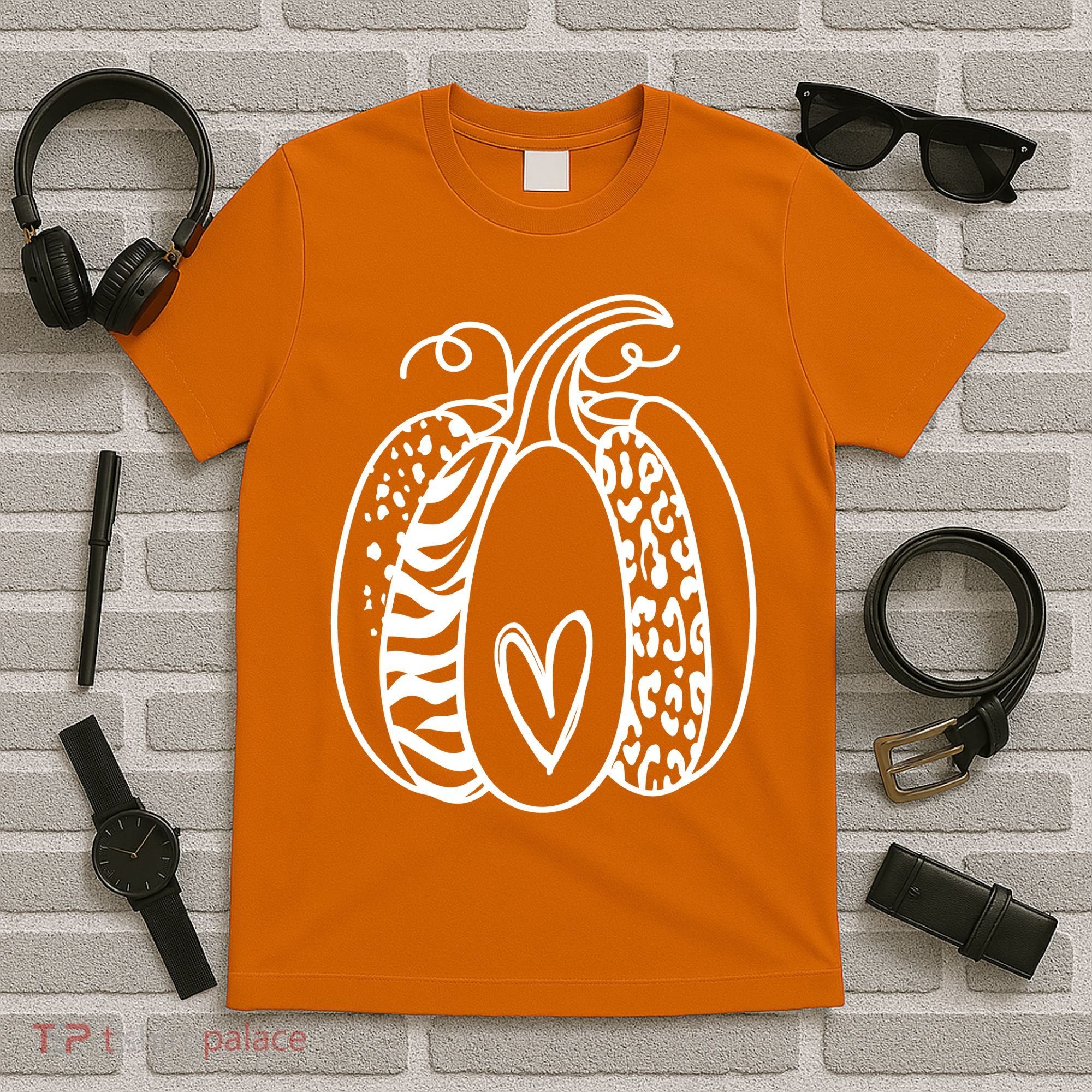 Pumpkin Heart Animal Print Cute T-Shirt