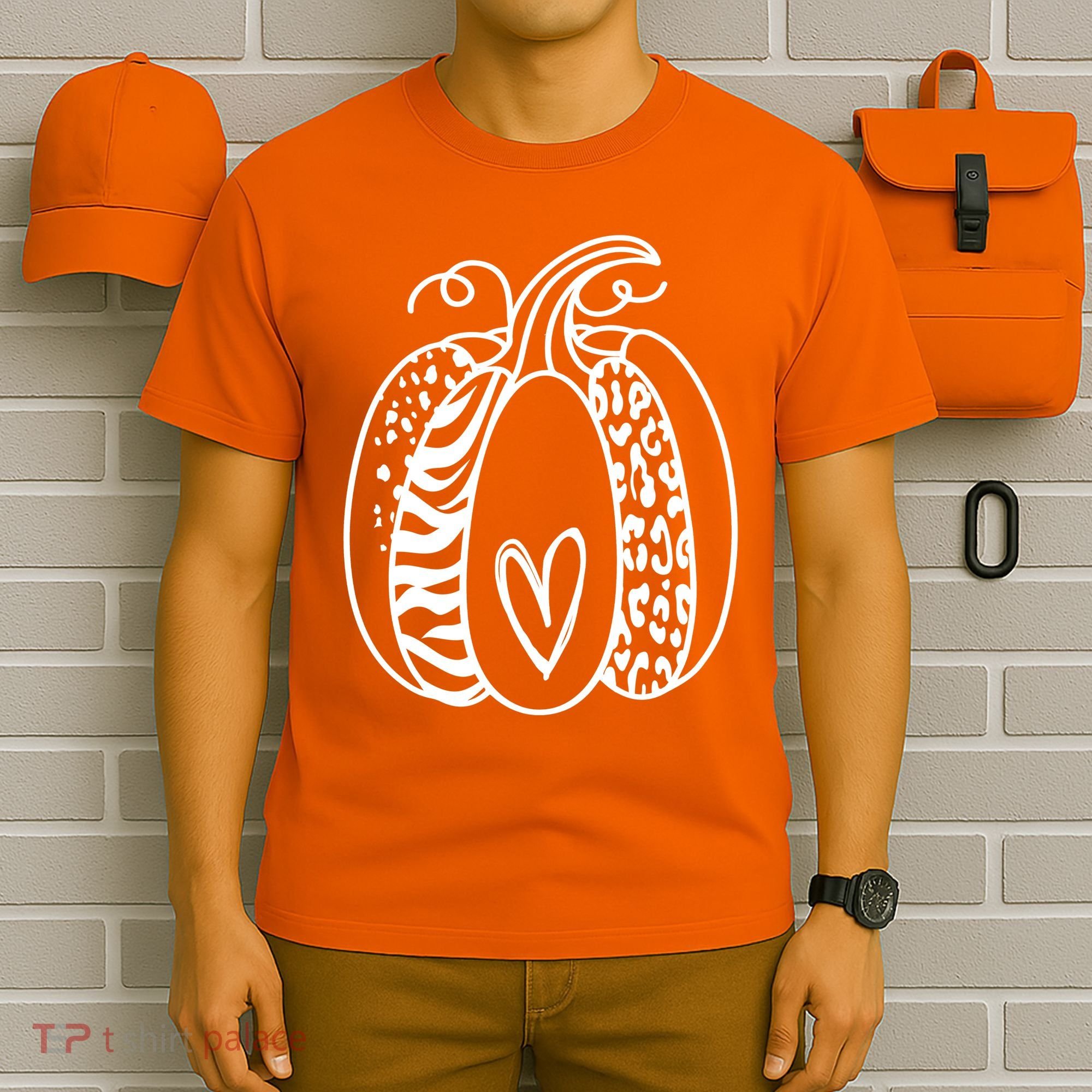Pumpkin Heart Animal Print Cute T-Shirt