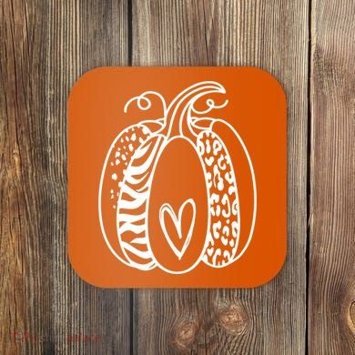Pumpkin Heart Animal Print Cute Coaster