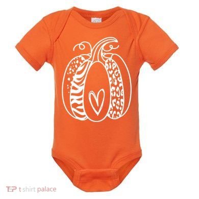Pumpkin Heart Animal Print Cute Baby Bodysuit