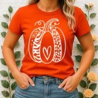 Pumpkin Heart Animal Print Cute Women's T-Shirt thumb 2