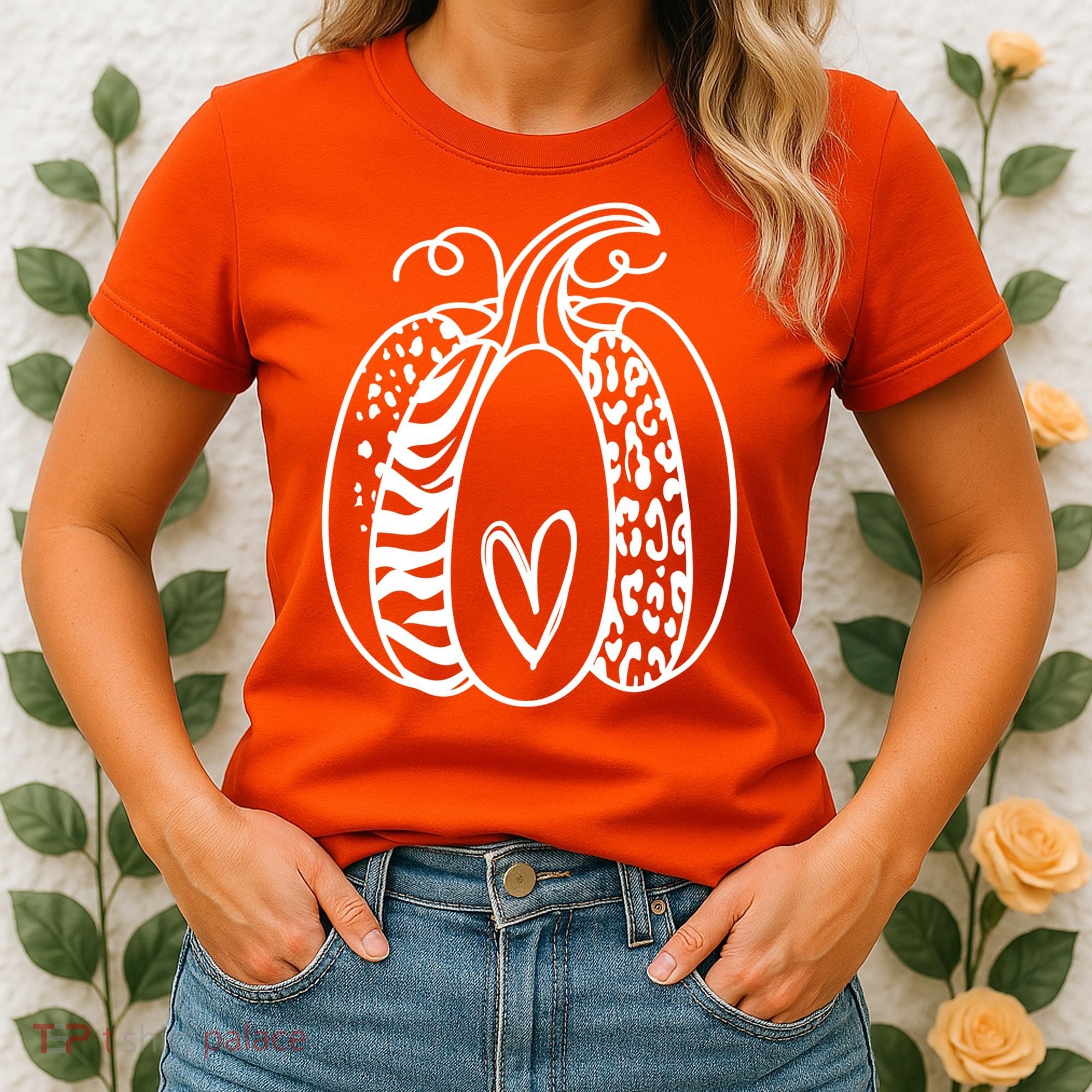 Pumpkin Heart Animal Print Cute Women's T-Shirt