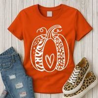 Pumpkin Heart Animal Print Cute Women's T-Shirt thumb 3