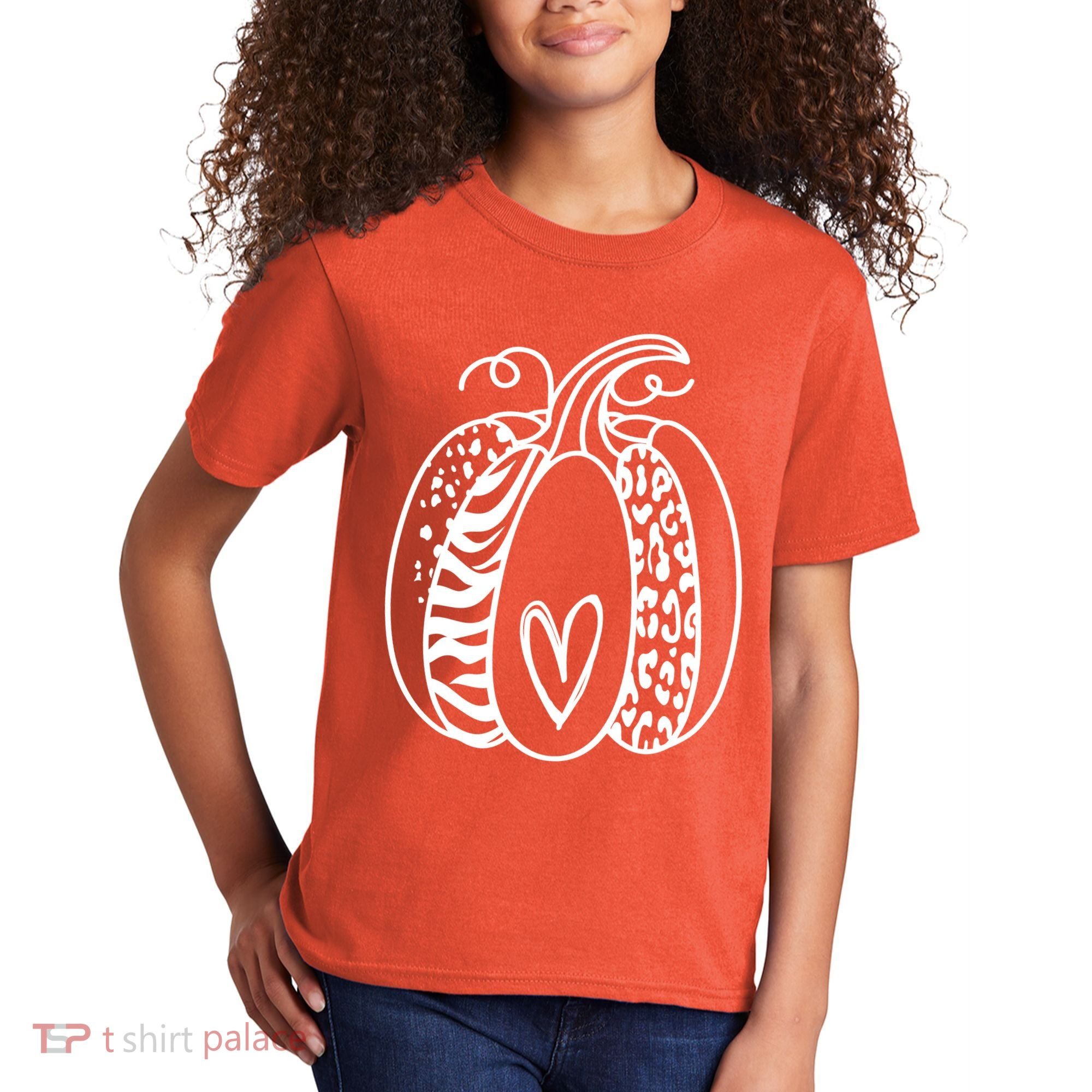 Pumpkin Heart Animal Print Cute Kids T-Shirt