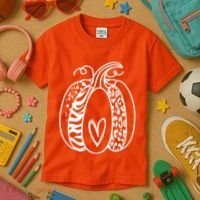 Pumpkin Heart Animal Print Cute Kids T-Shirt thumb 3