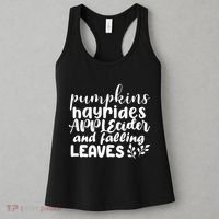 Pumpkins Hayrides Apple Cider And Falling Leaves Women's Tank Top thumb 3