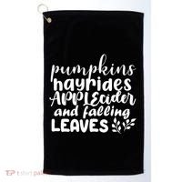 Pumpkins Hayrides Apple Cider And Falling Leaves Golf Towel thumb 0