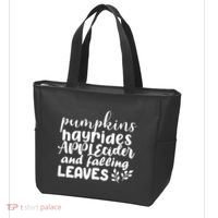 Pumpkins Hayrides Apple Cider And Falling Leaves Tote Bag thumb 3