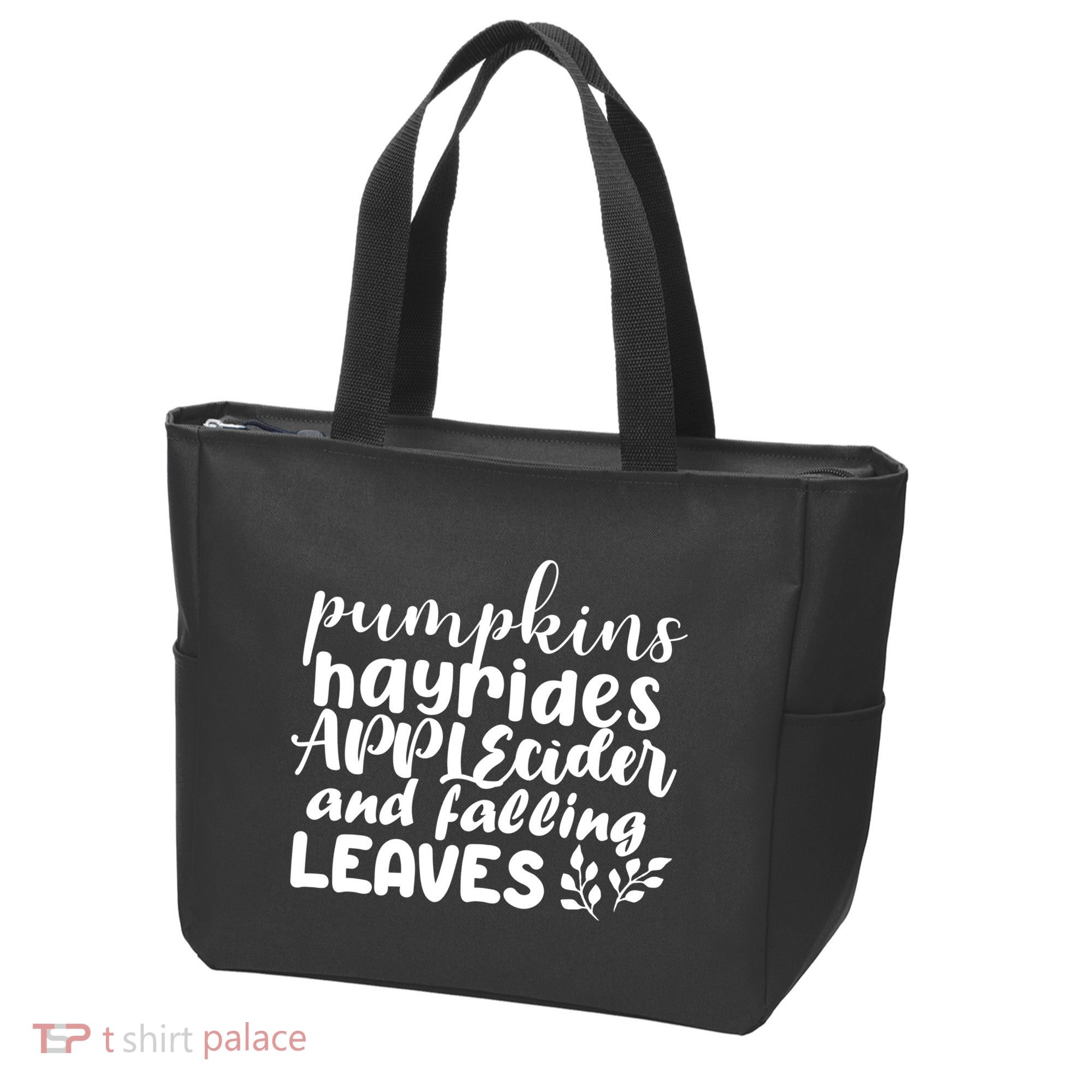 Pumpkins Hayrides Apple Cider And Falling Leaves Tote Bag