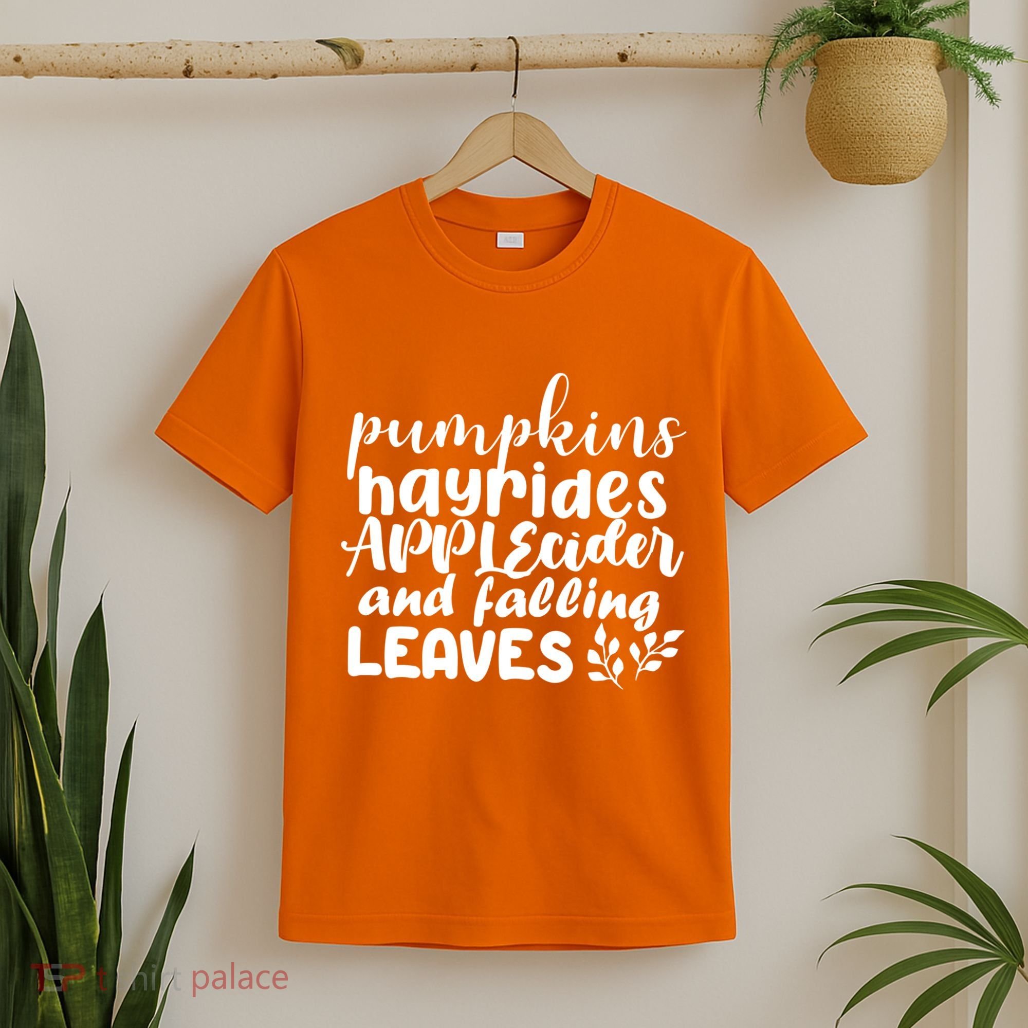 Pumpkins Hayrides Apple Cider And Falling Leaves T-Shirt