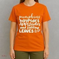 Pumpkins Hayrides Apple Cider And Falling Leaves T-Shirt thumb 4