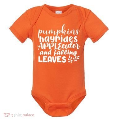 Pumpkins Hayrides Apple Cider And Falling Leaves Baby Bodysuit