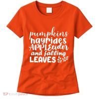 Pumpkins Hayrides Apple Cider And Falling Leaves Women's T-Shirt thumb 0