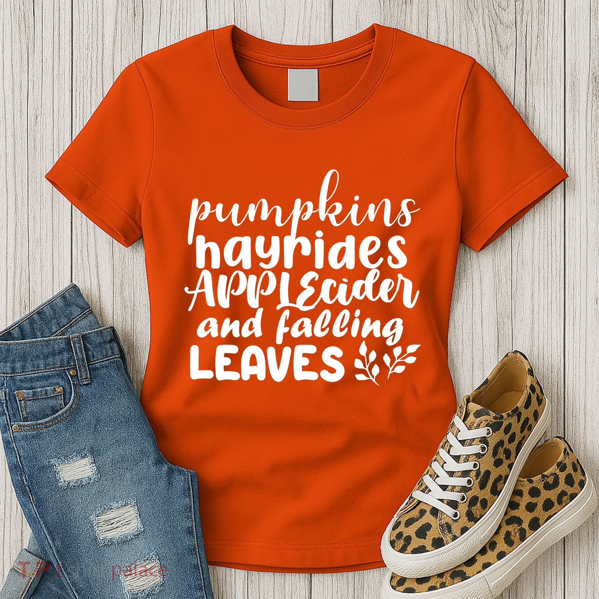 Pumpkins Hayrides Apple Cider And Falling Leaves Women's T-Shirt