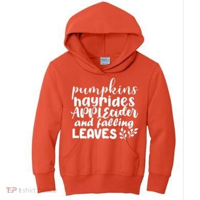 Pumpkins Hayrides Apple Cider And Falling Leaves Kids Hoodie