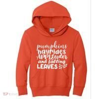 Pumpkins Hayrides Apple Cider And Falling Leaves Kids Hoodie thumb 0