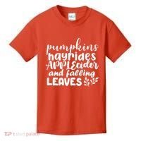 Pumpkins Hayrides Apple Cider And Falling Leaves Kids T-Shirt thumb 0