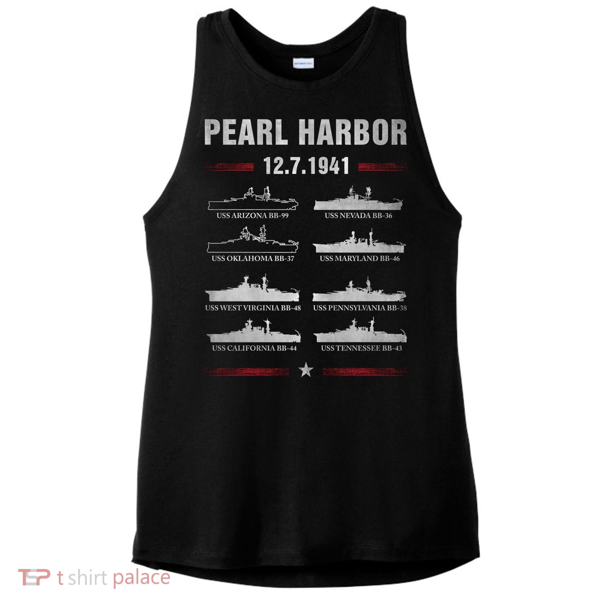 Pearl Harbor Battleship Memorial Day December 7th 1941 Wwii Cute Gift Ladies PosiCharge Tri-Blend Wicking Tank
