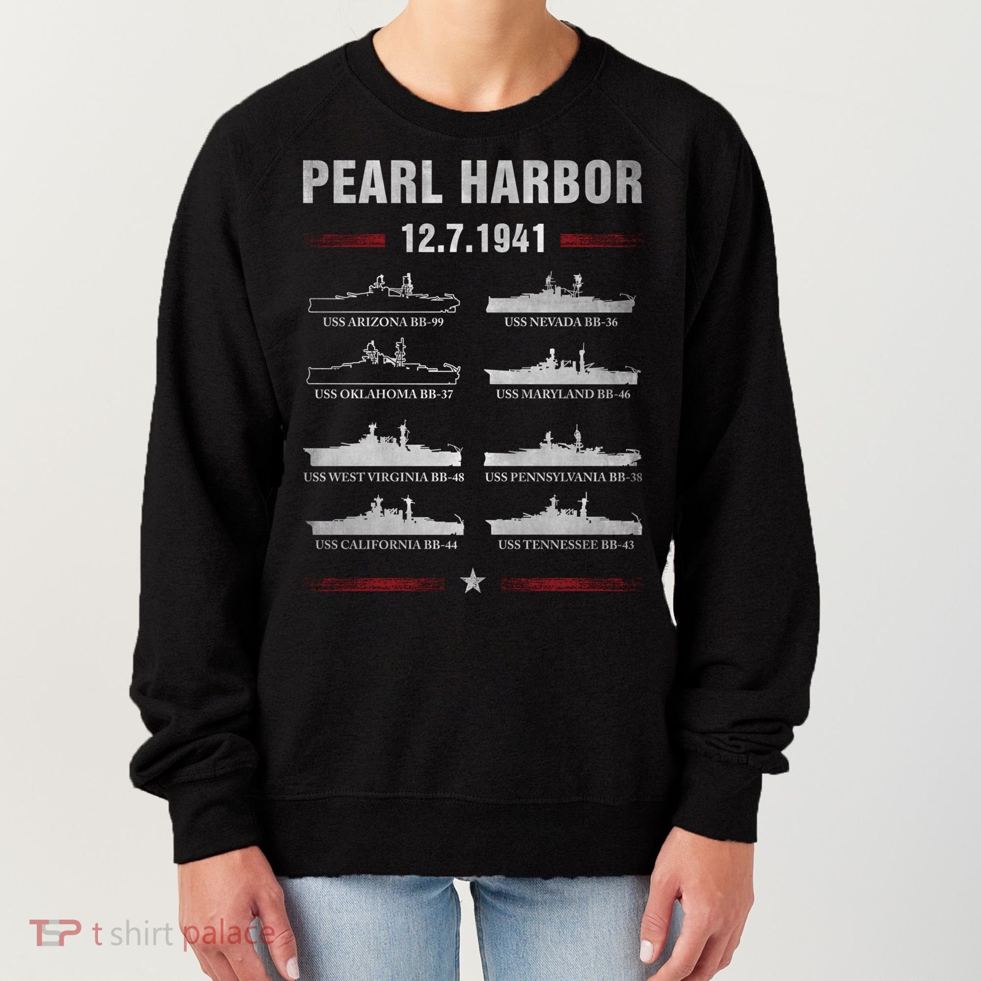 Pearl Harbor Battleship Memorial Day December 7th 1941 Wwii Cute Gift Women's Sweatshirt