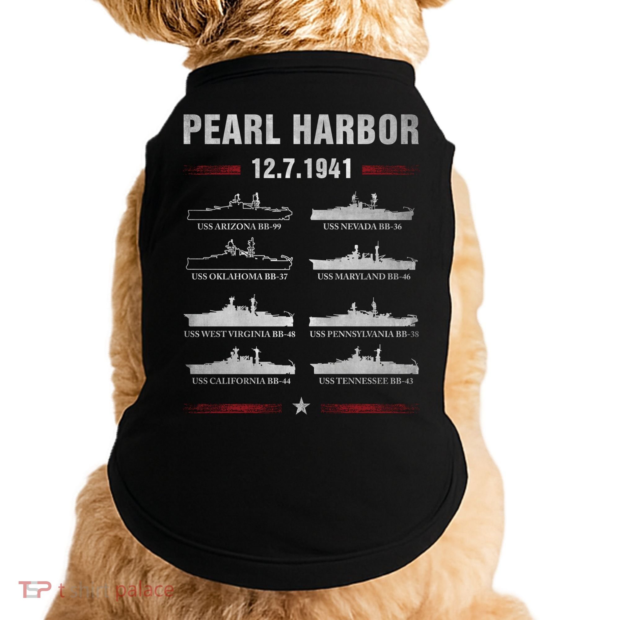 Pearl Harbor Battleship Memorial Day December 7th 1941 Wwii Cute Gift Doggie Tank