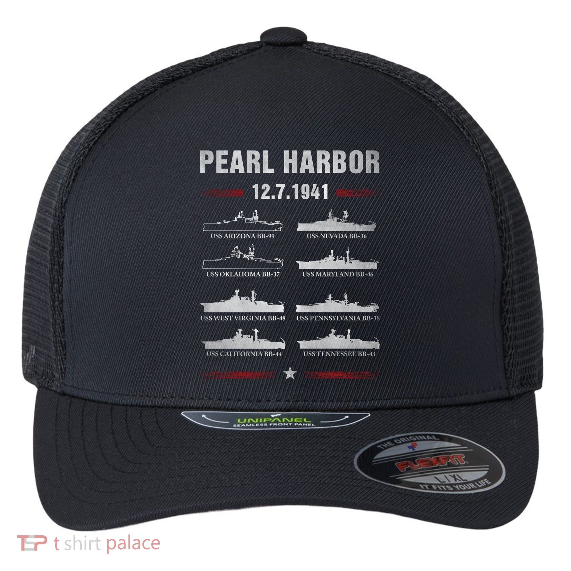 Pearl Harbor Battleship Memorial Day December 7th 1941 Wwii Cute Gift Flexfit Unipanel Trucker Cap