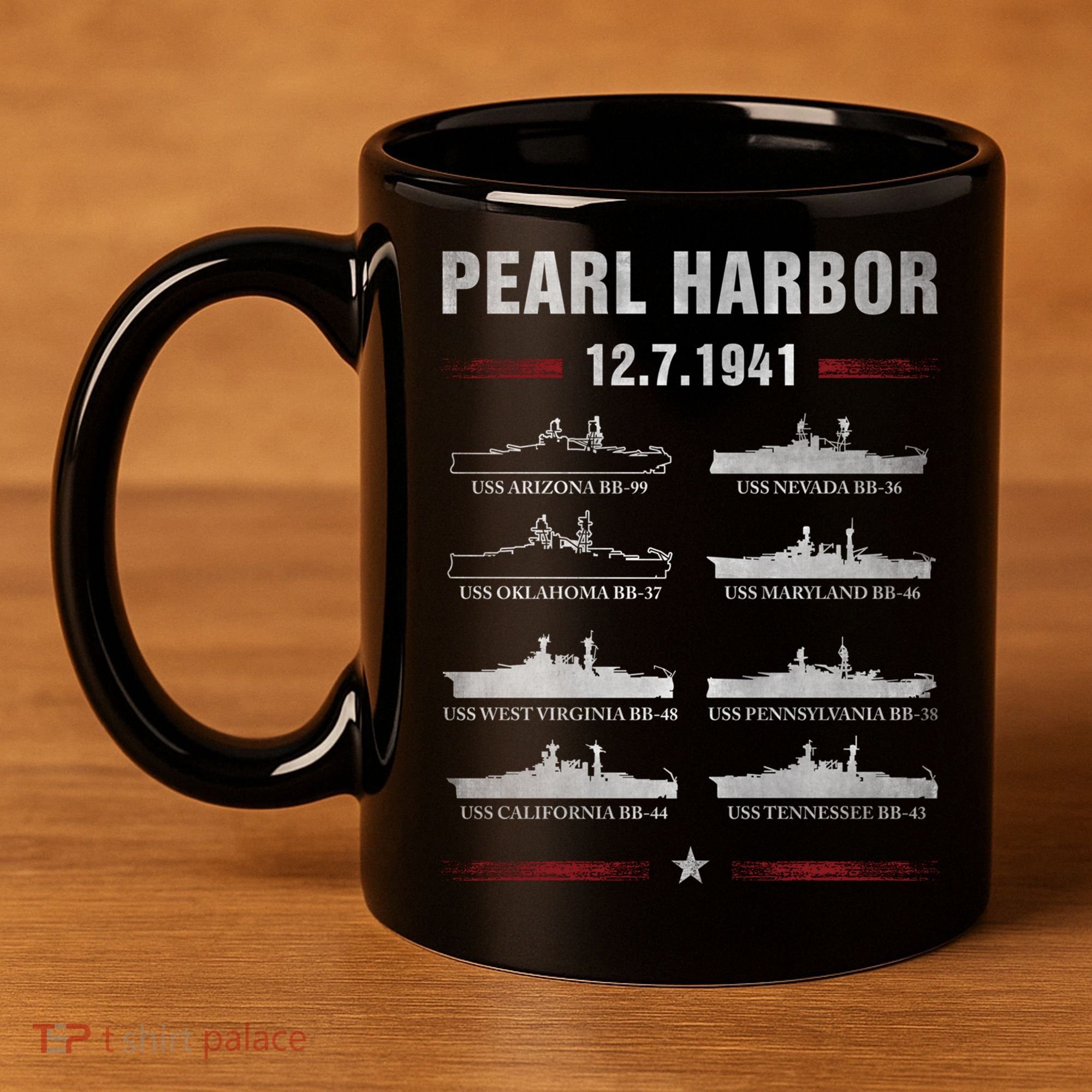 Pearl Harbor Battleship Memorial Day December 7th 1941 Wwii Cute Gift 11oz C Handle Ceramic Mug