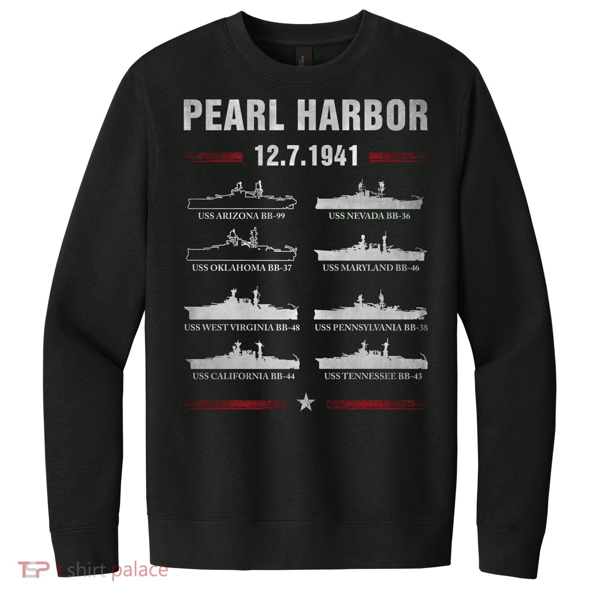 Pearl Harbor Battleship Memorial Day December 7th 1941 Wwii Cute Gift V.I.T. Fleece Crew Sweatshirt