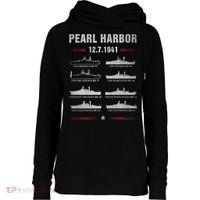 Pearl Harbor Battleship Memorial Day December 7th 1941 Wwii Cute Gift Womens Funnel Neck Pullover Hood thumb 0