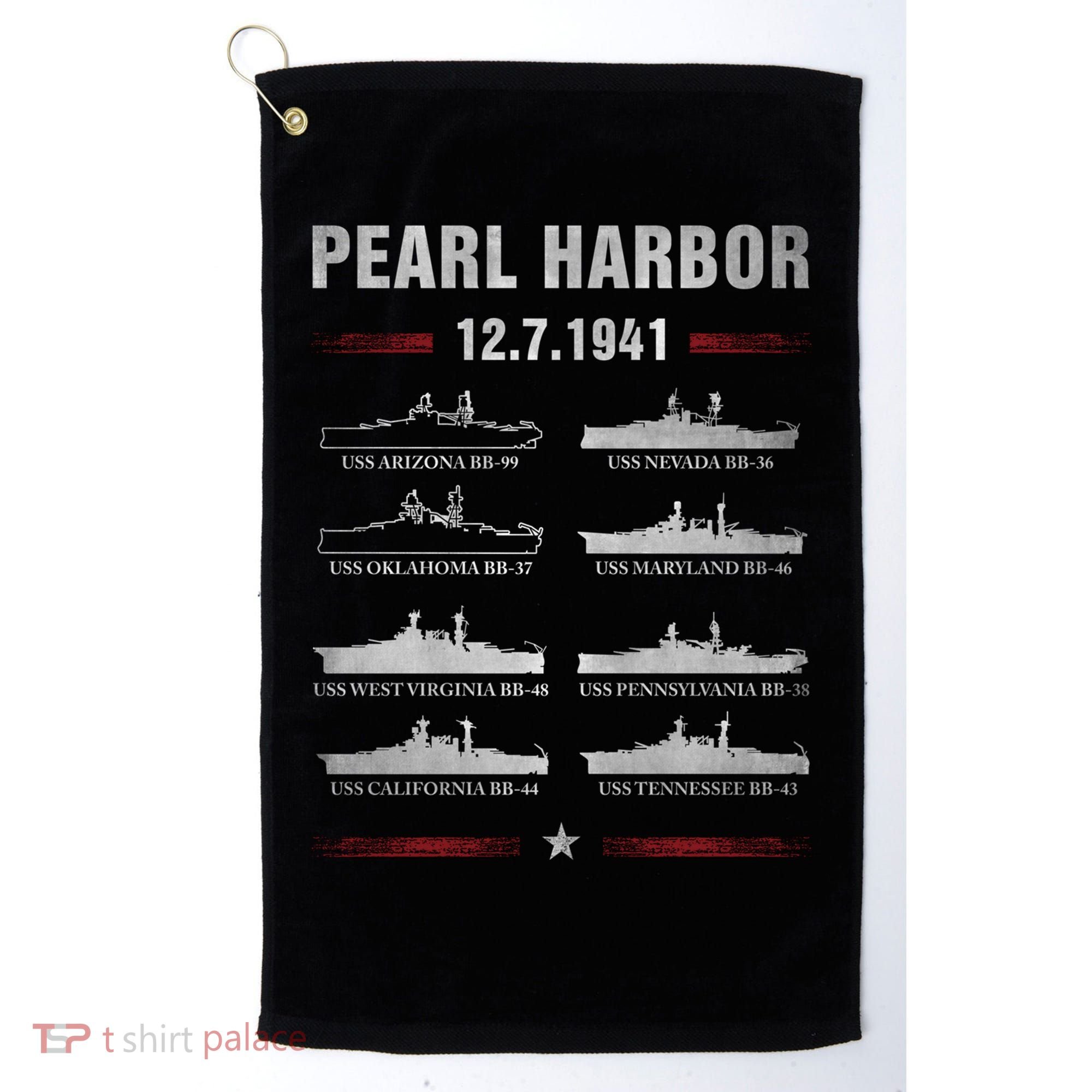 Pearl Harbor Battleship Memorial Day December 7th 1941 Wwii Cute Gift Golf Towel