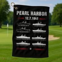 Pearl Harbor Battleship Memorial Day December 7th 1941 Wwii Cute Gift Golf Towel thumb 1