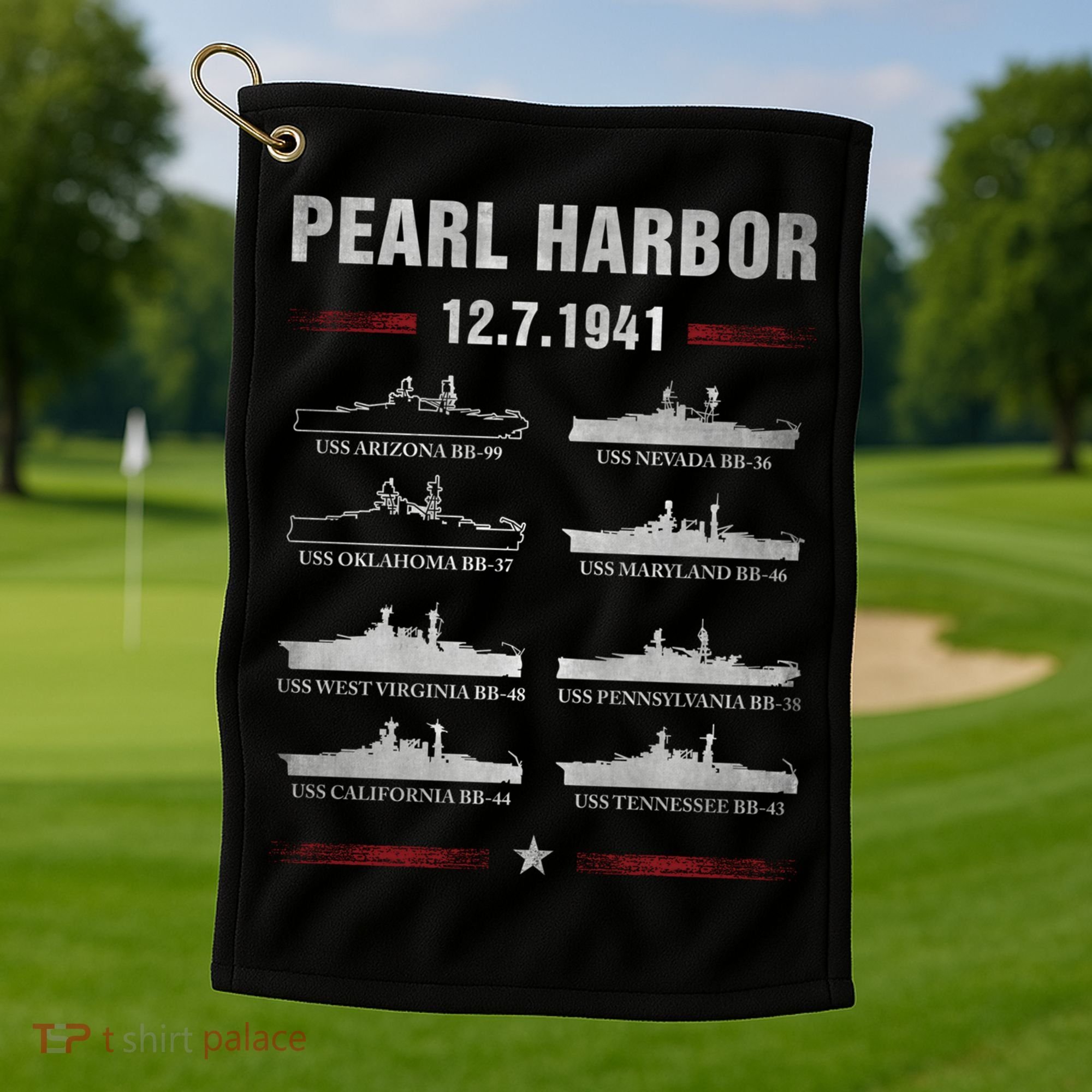 Pearl Harbor Battleship Memorial Day December 7th 1941 Wwii Cute Gift Golf Towel