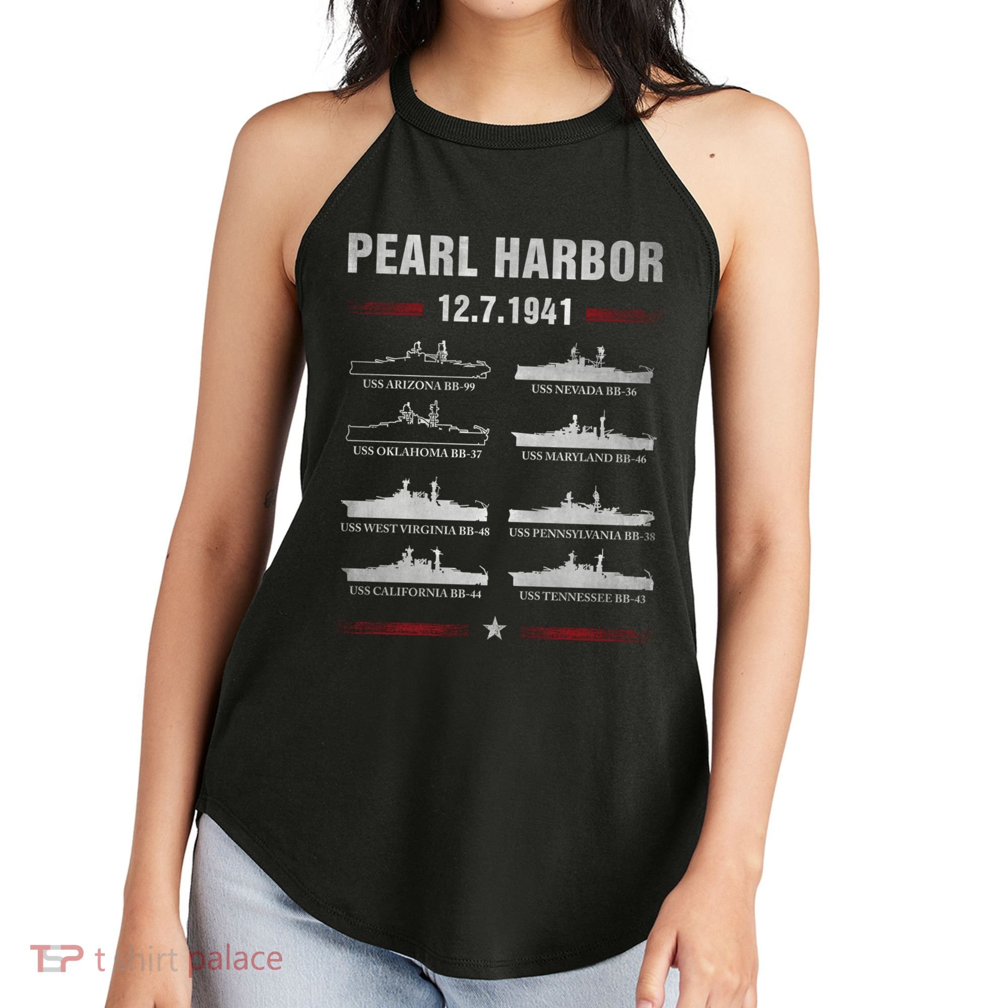 Pearl Harbor Battleship Memorial Day December 7th 1941 Wwii Cute Gift Women's Perfect Tri Rocker Tank