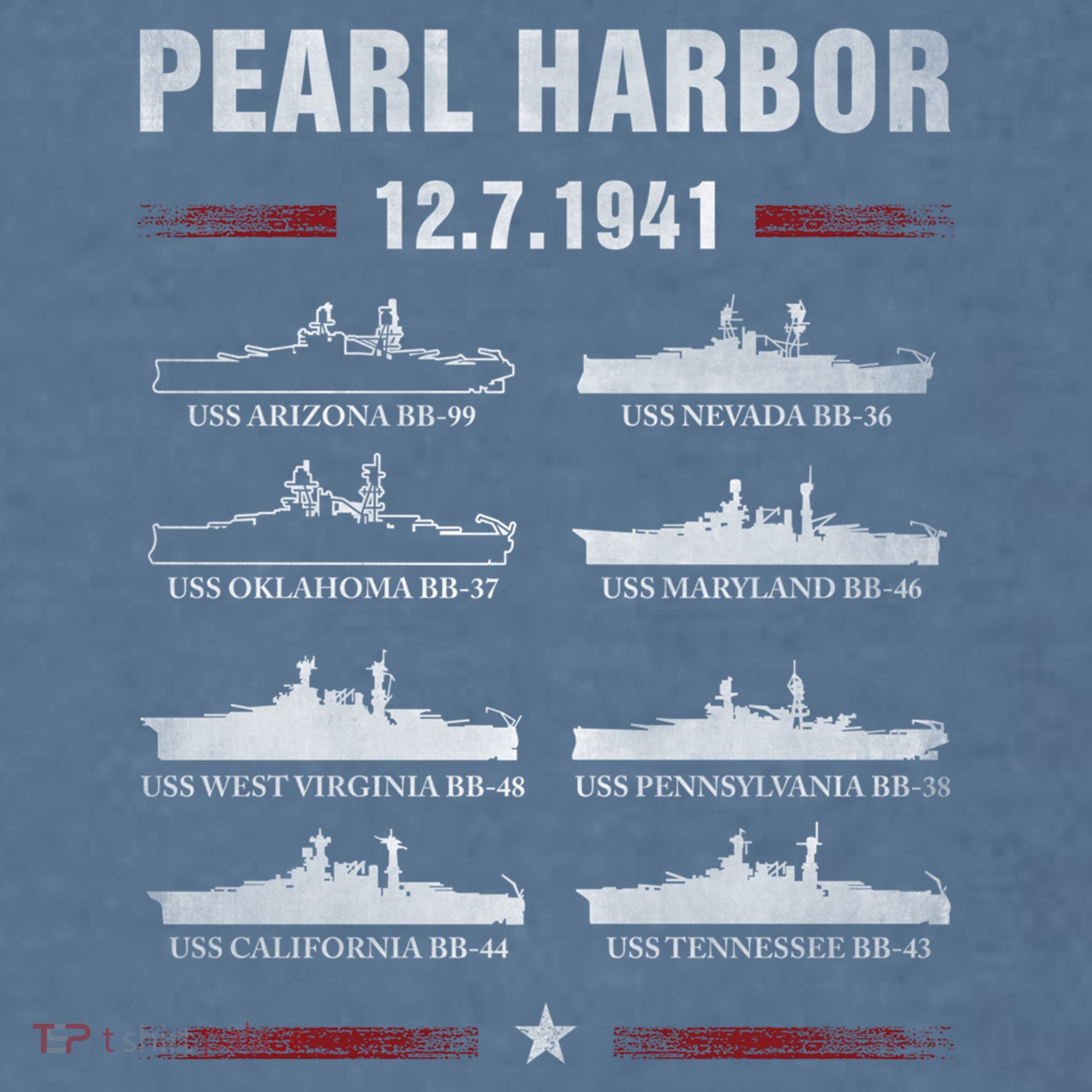 Pearl Harbor Battleship Memorial Day December 7th 1941 Wwii Cute Gift Garment-Dyed Sweatshirt